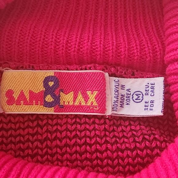 Sam & Max Vintage 90s Sweater Pink Snowflake Turtleneck Women's Size Medium - Picture 6 of 10
